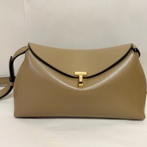 Toteme T-Lock Leather Clutch Bag